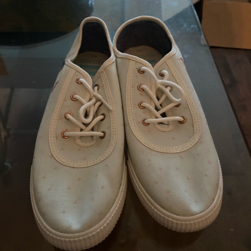 Disney Cream Lace-Up Toms Sneakers for Women